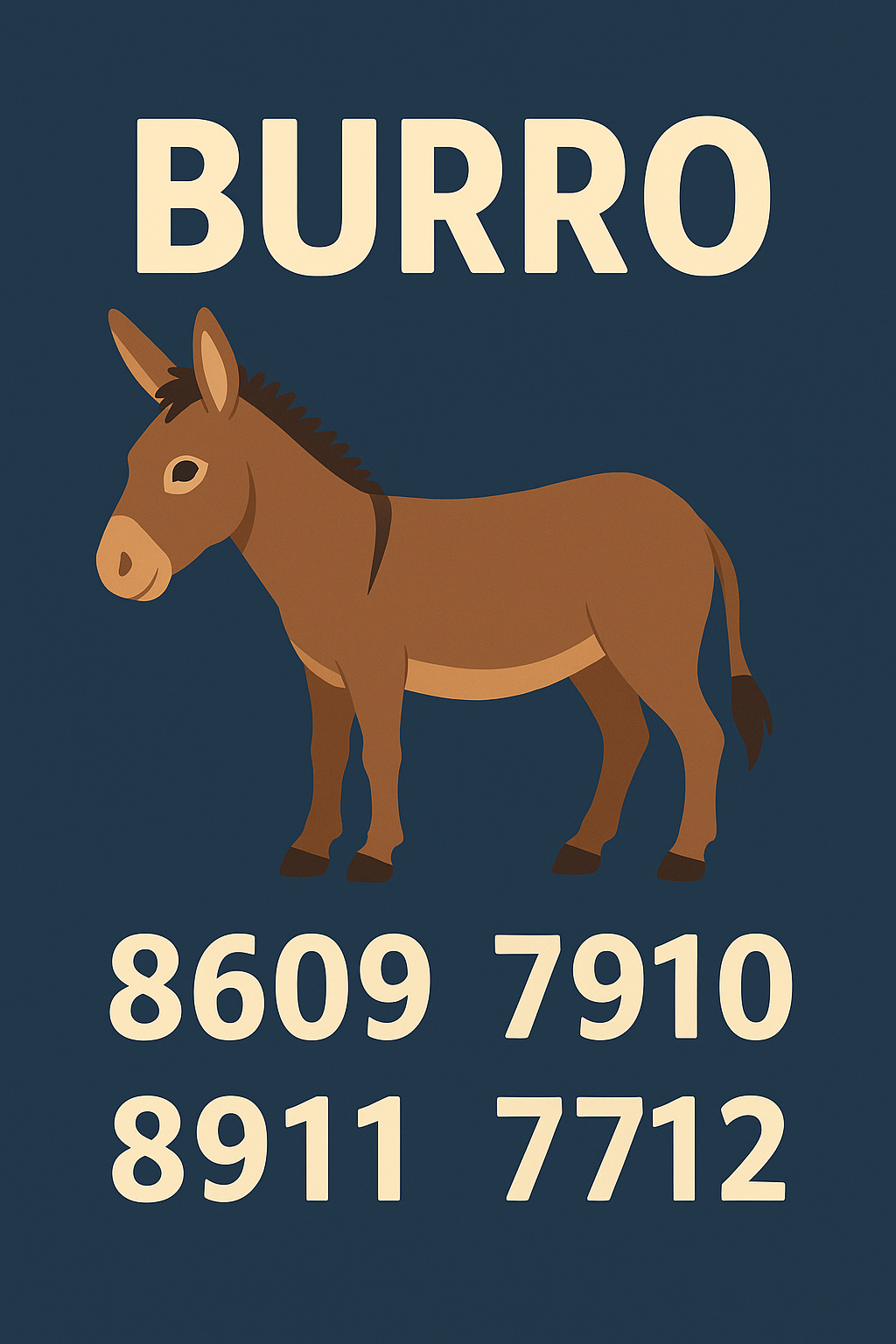 Burro – Palpites do Kaledri com as milhares 8609, 7910, 8911 e 7712 – imagem ilustrativa para jogo do bicho e loterias