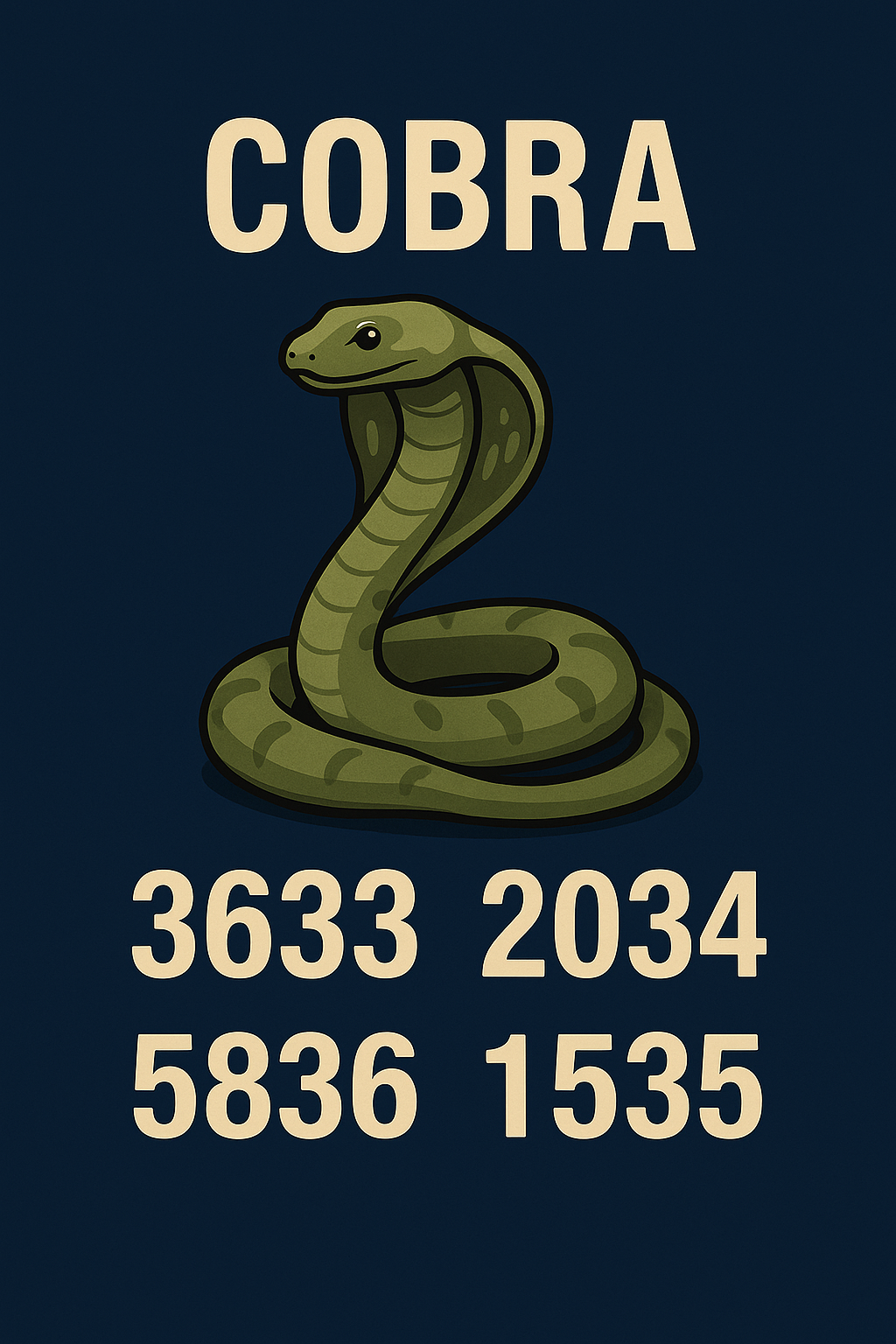 Cobra – Palpites do Kaledri com as milhares 3633, 2034, 5836, 1535 para jogo do bicho e loterias