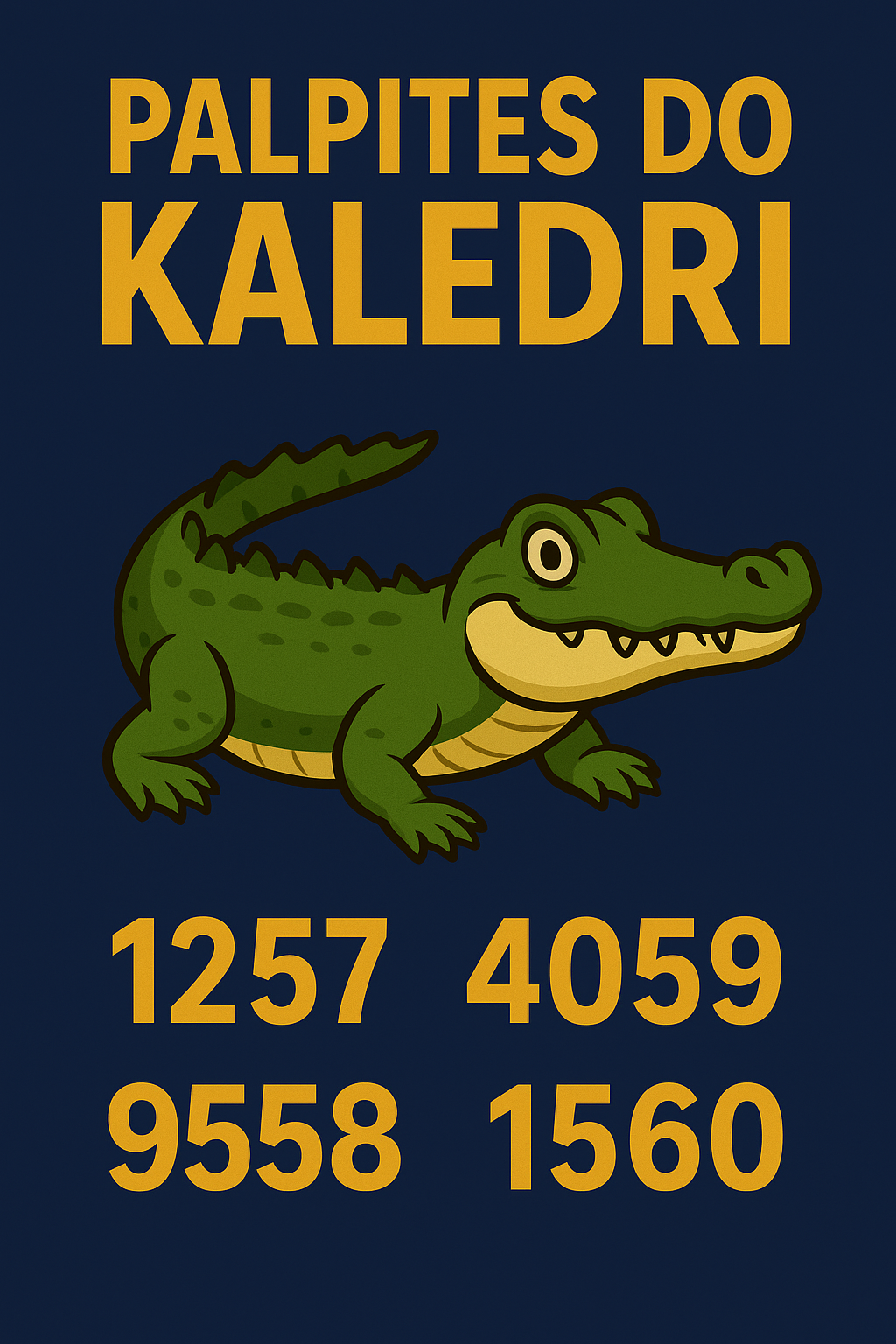Jacaré – Palpites do Kaledri com as milhares 1257, 4059, 9558, 9757 e 1560 para jogo do bicho e loterias.