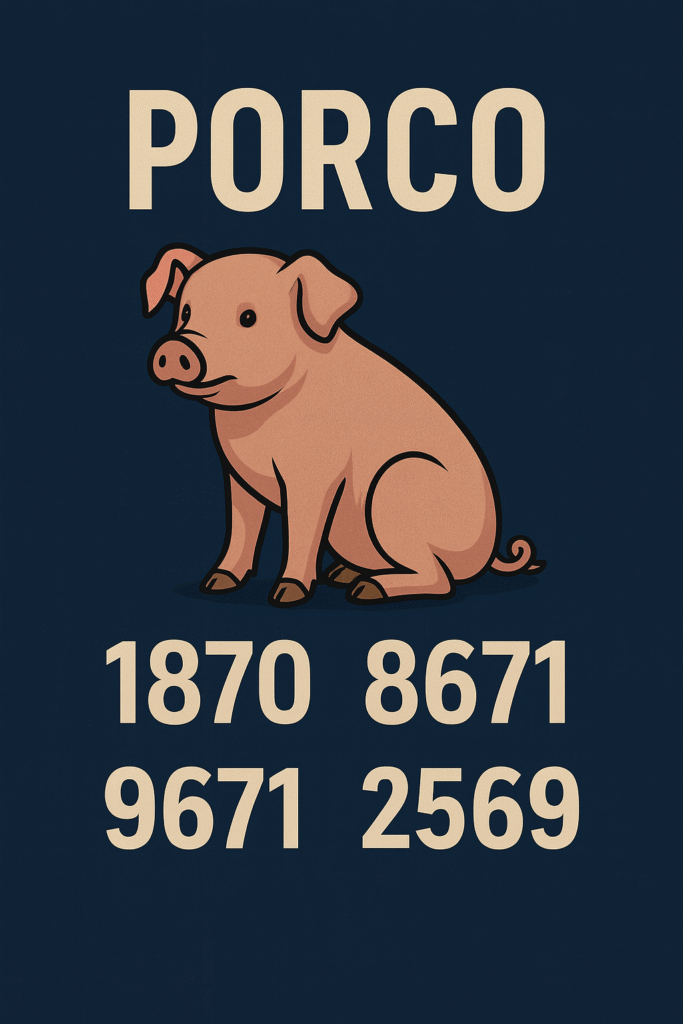 Porco – Palpites do Kaledri com as milhares 1870, 8672, 9671 e 2569 para jogo do bicho e loterias.