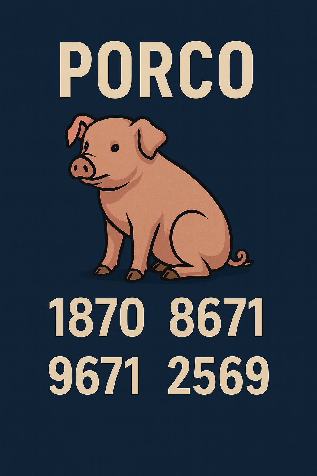 Porco – Palpites do Kaledri com as milhares 1870, 8672, 9671 e 2569 para jogo do bicho e loterias.