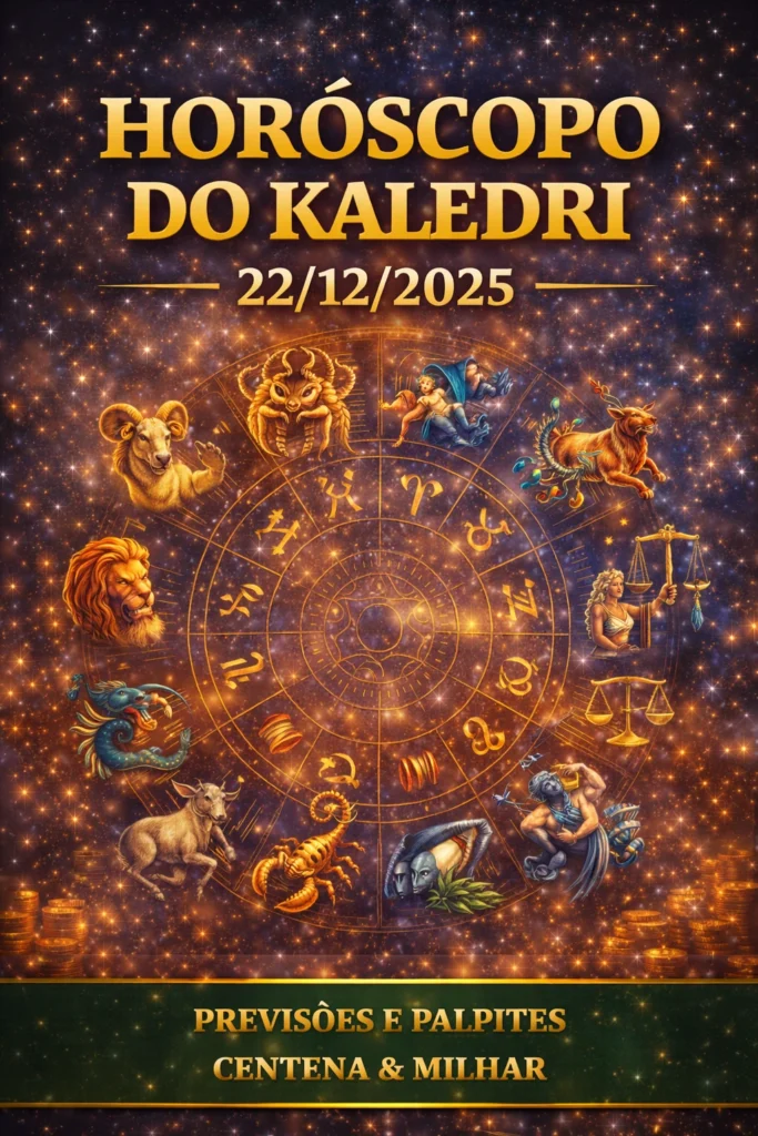 Horóscopo do Kaledri 22/12/2025 com previsões e palpites de centena e milhar