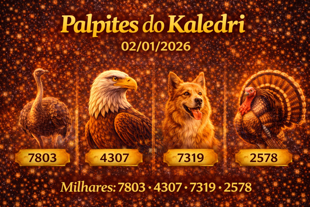 Palpites do Kaledri 02/01/2026 com centena e milhar do dia