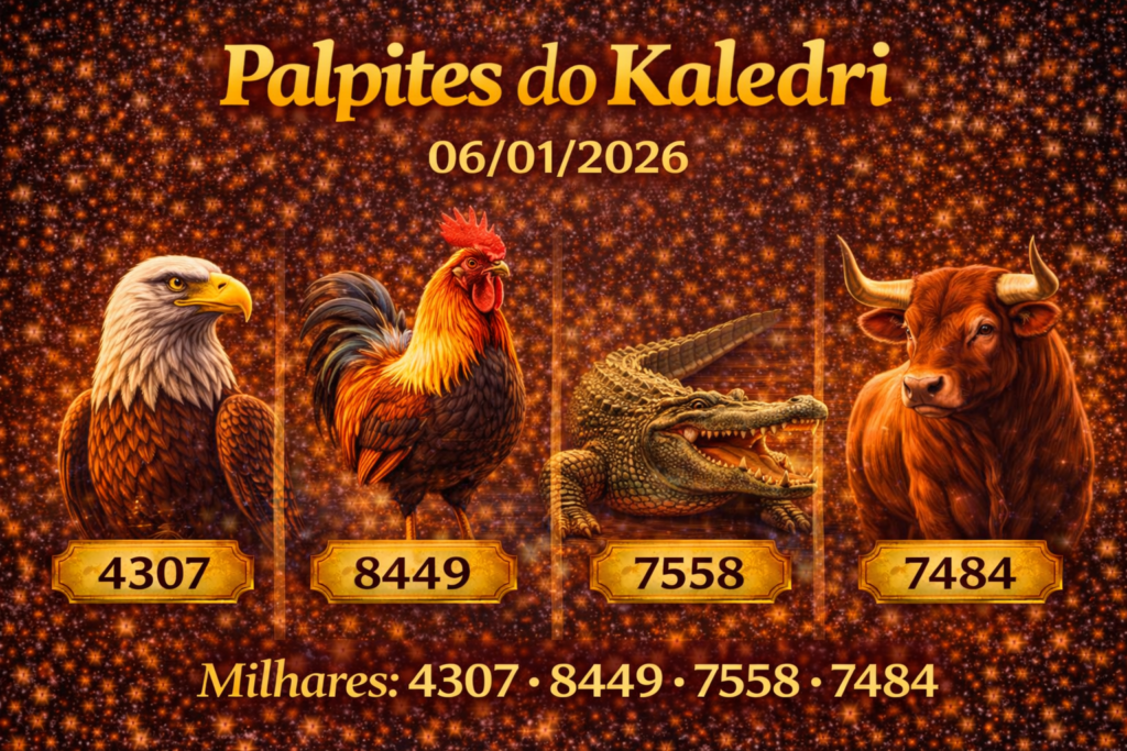 Palpites do Kaledri 06/01/2026 com centena e milhar do dia