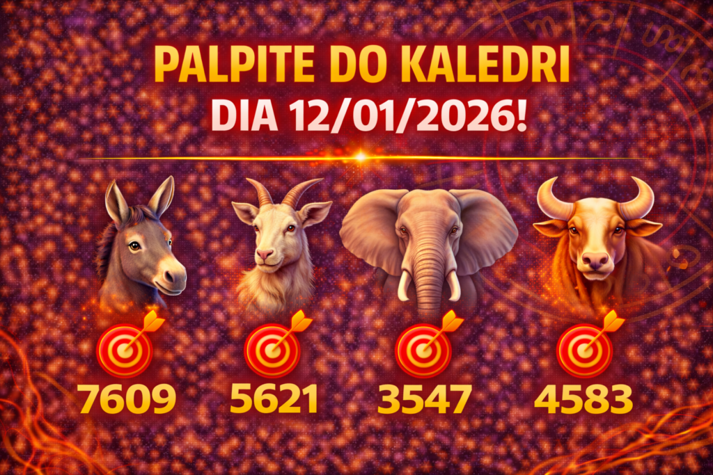 Palpite do Kaledri 12/01/2026 com bichos burro, cabra, elefante e touro e milhares 7609 5621 3547 4583