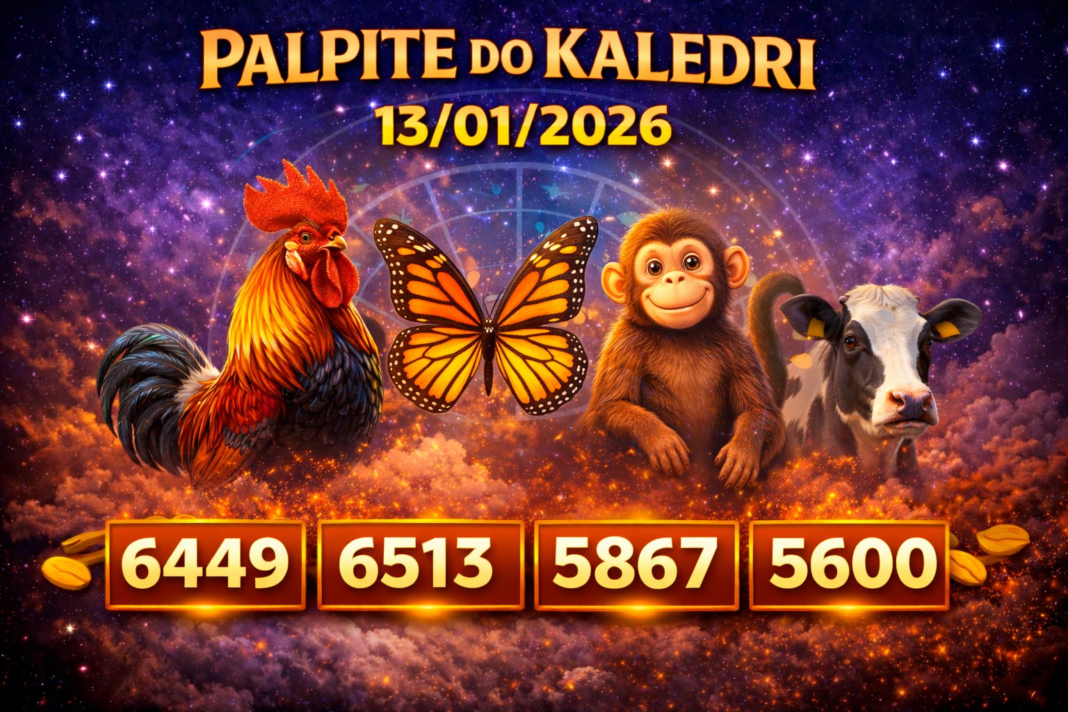 Palpites do Kaledri 13/01/2026 com bichos e milhares do jogo do bicho