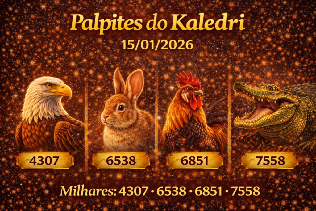 Palpites do Kaledri 15/01/2026 com bichos e milhares do jogo do bicho