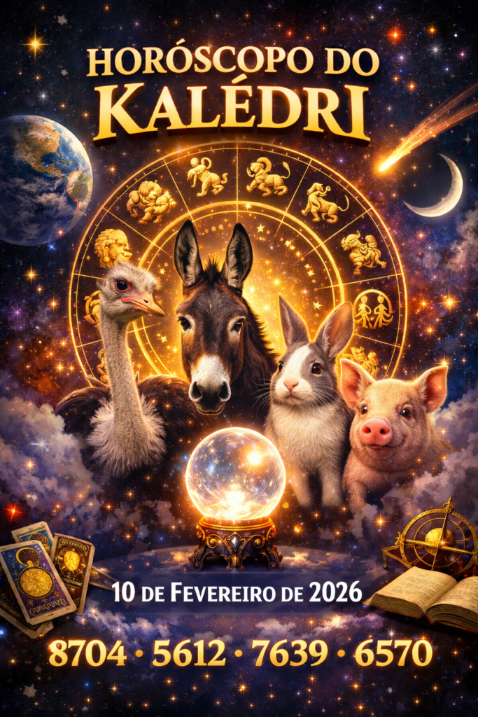 Horóscopo do Kaledri 10/02/2026 com avestruz, burro, coelho e porco e milhares 8704 5612 7639 6570