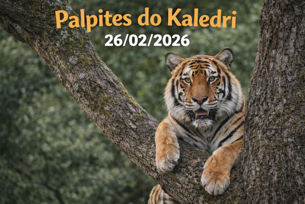 jogo do bicho 26/02/2026 1 Tigre na árvore com a data 26/02/2026 Palpites do Kaledri imagem para jogo do bicho e palpites do dia