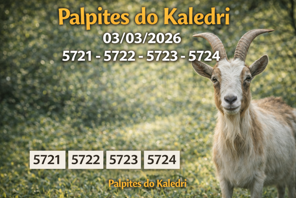 Palpites do Kaledri Jogo do Bicho 03/03/2026 3 Palpites do Kaledri 03/03/2026 – Cabra Milhares 5721 5722 5723 5724
