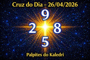 Cruz do Dia 26/04/2026 com os números 9 • 2 • 5 • 8 Palpites atualizados do Kaledri.