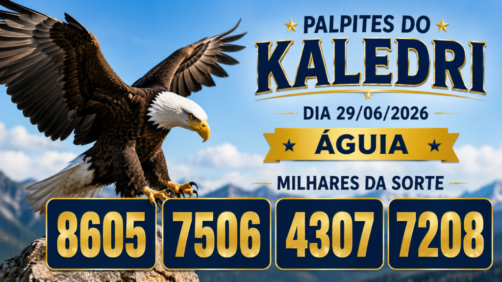 Palpites do Kaledri Dia 29/06/2026 com milhares, centenas, dezenas e grupos da sorte para o Jogo do Bicho Hoje.