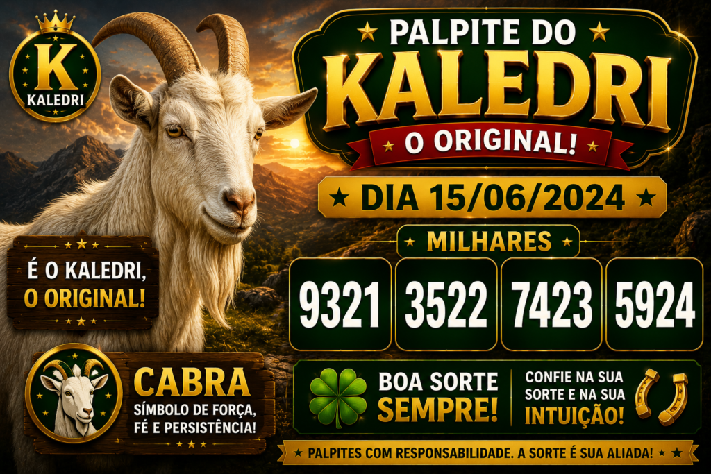 Palpite do Kaledri Dia 15/06/2024 – Palpites Atualizados do Jogo do Bicho 1 palpite do kaledri cabra dia 15 06 2024
