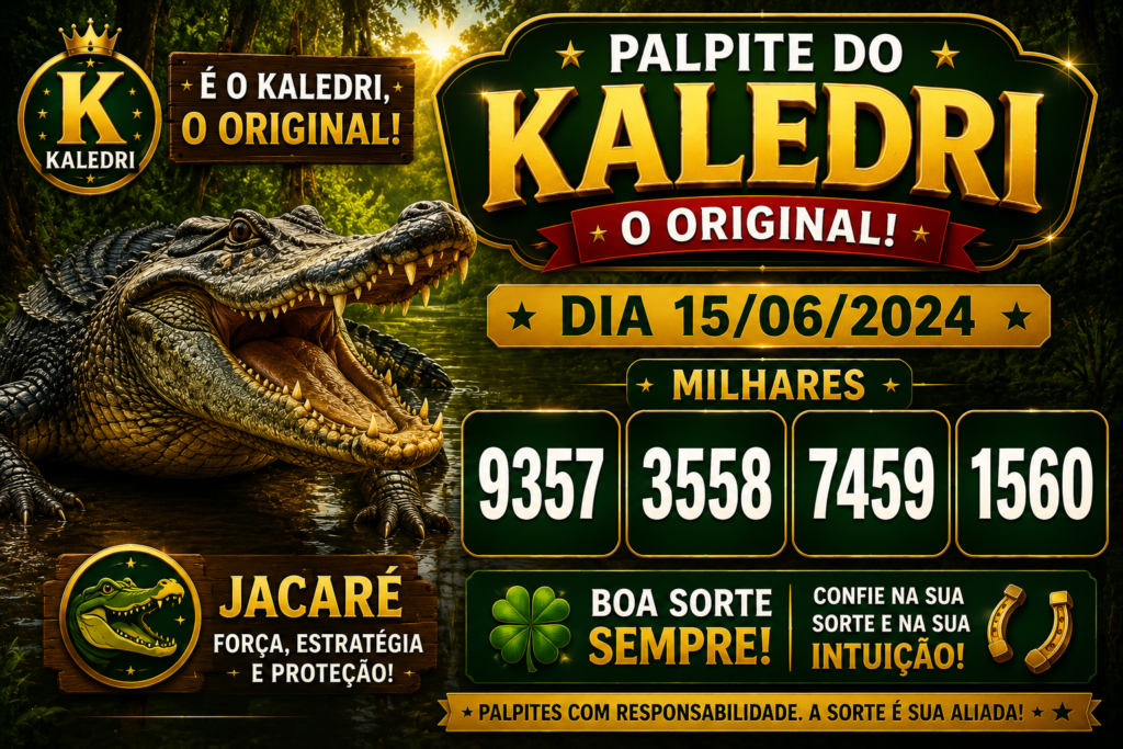 Palpite do Kaledri Dia 15/06/2024 – Palpites Atualizados do Jogo do Bicho 4 Palpite do Kaledri Dia 15/06/2024 – Palpites do Jogo do Bicho com milhares, dezenas, centenas e grupos atualizados para hoje.