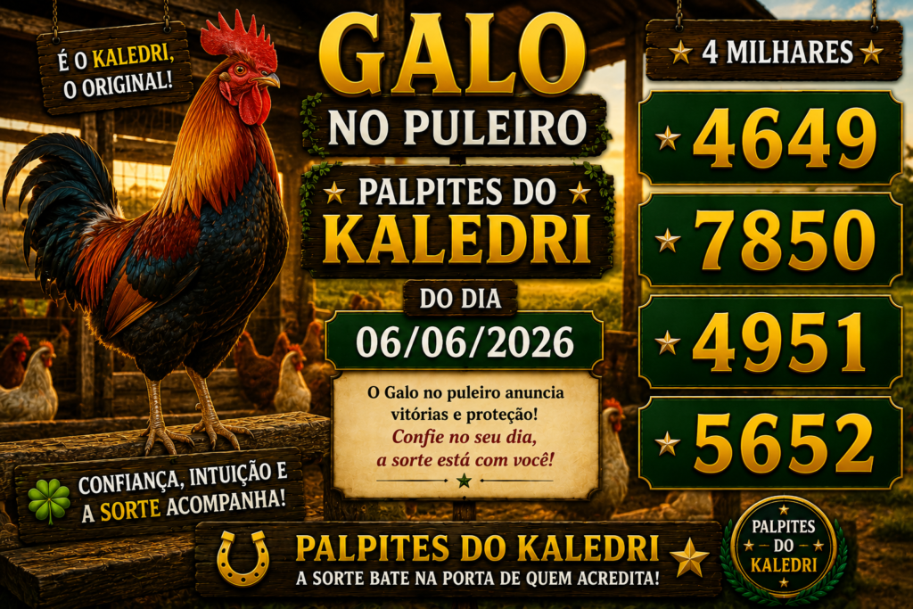 Palpite do Jogo do Bicho Hoje 06 de Junho de 2026 com milhares atualizadas do Palpite do Kaledri