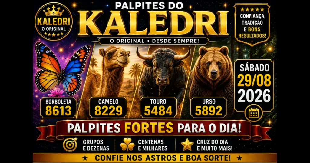 Palpites do Kaledri 29/08/2026 para este sábado
