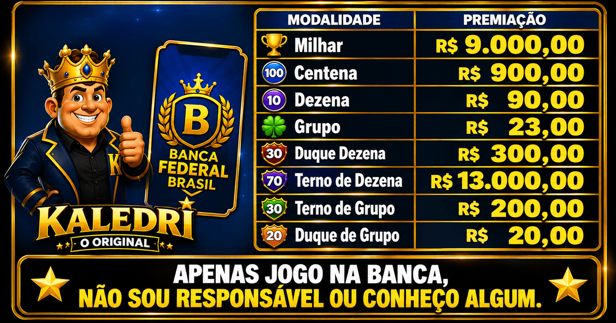 Palpites do Kaledri 12/09/2026 – Jogo do Bicho Hoje 3 BANCA FEDERAL