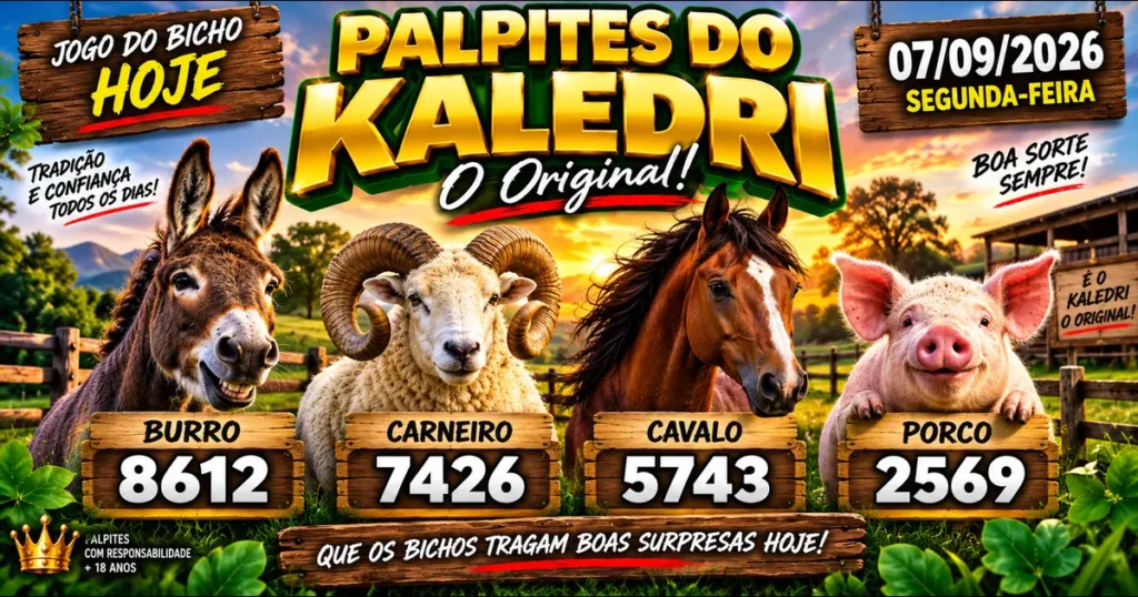 Palpites do Kaledri 07/09/2026 – Jogo do Bicho Hoje
