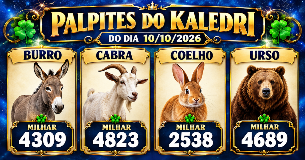 Palpites do Jogo do Bicho Hoje, sábado, 10 de outubro de 2026
