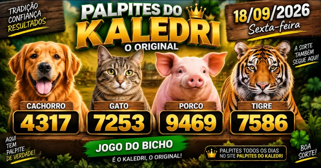 Palpites do Kaledri 18/09/2026 – Jogo do Bicho Hoje