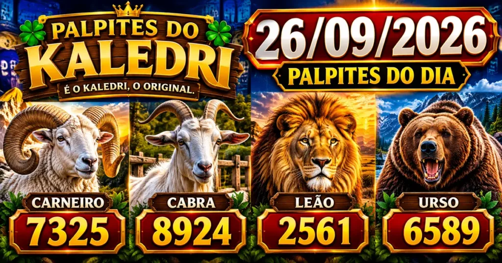 Palpites do Kaledri 26/09/2026 – Jogo do Bicho Hoje