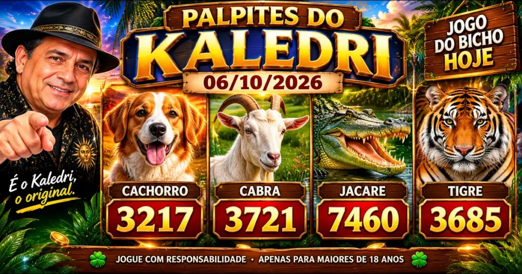 Palpites do Kaledri 06/10/2026 Jogo do Bicho Hoje