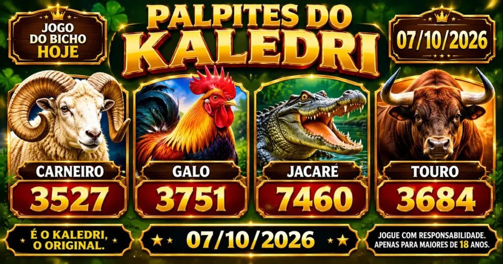 Palpites do Kaledri 07/10/2026 Jogo do Bicho Hoje