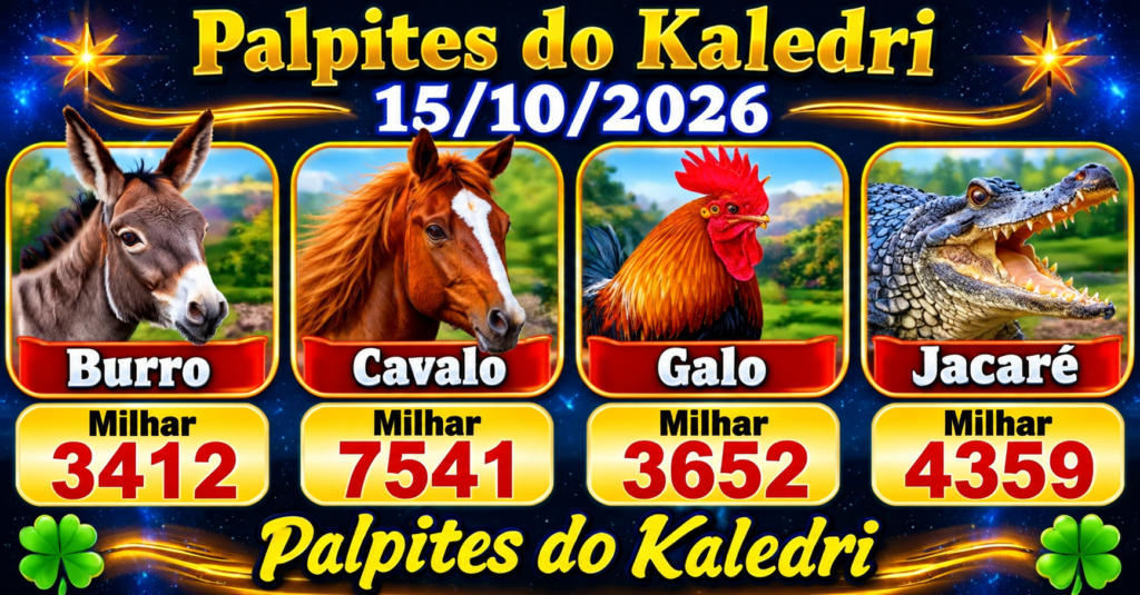 Palpites do Kaledri 15/10/2026 – Jogo do Bicho Hoje com milhares e animais